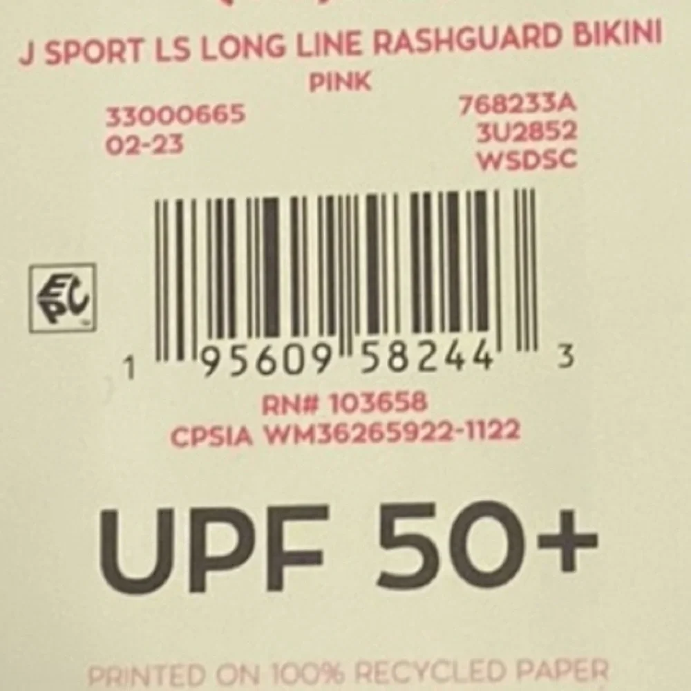NWOT- Justice Sport Long-sleeved UPF Rashguard / Bikini Top